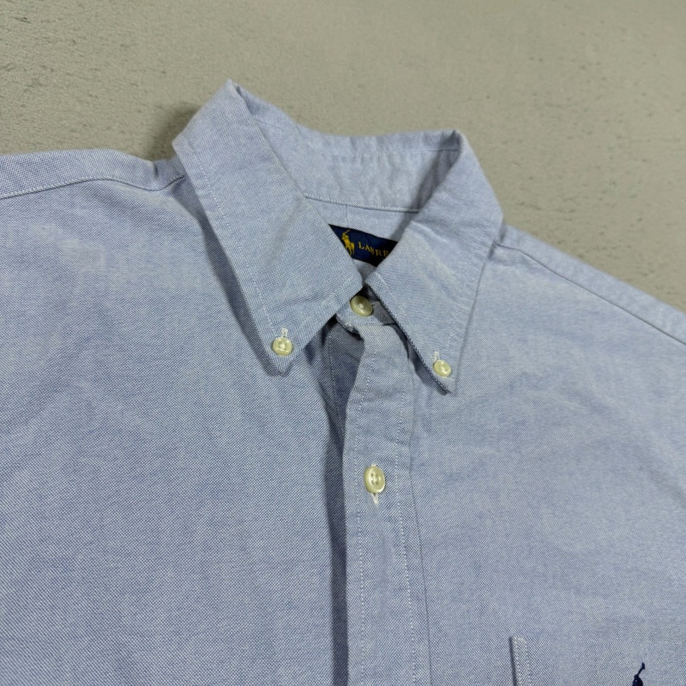 Ralph Lauren Mens Blue Short Sleeve Oxford Button Down Shirt Size Medium